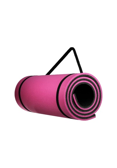 10 Mm Pilates Kamp Matı Pembe Siyah 180cm Tek Renk Tek Renk