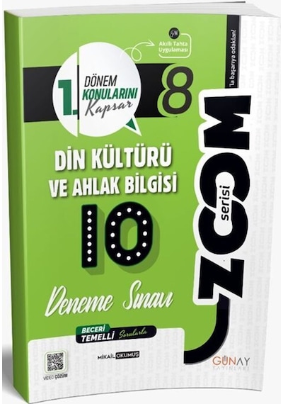 8. Sınıf 10'Lu Din Kültürü ve Ahlak Bilgisi Denemeleri (1. Dönem)  -  Mikail Okumuş  -  Günay Yayıncılık