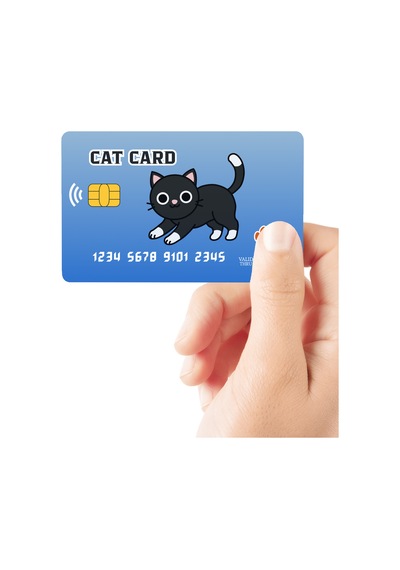 Cat Card Mavi Kedi Kartı Temalı Parlak Kredi/banka Kart Kaplama Sticker Standart