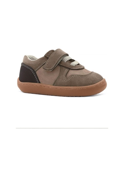 Rakerplus Bob Hakiki Deri Kum Krem Barefoot Cırtlı Lastikli Bebek Sneaker Ayakkabı Kum