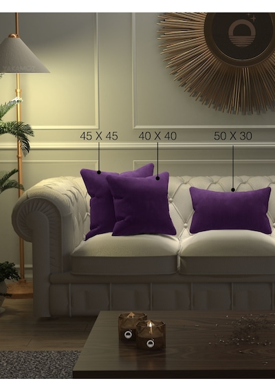 Tatlı Mor Rengi Kırlent , Yastık Kılıfı Kadife Görünümlü Velvet Touch Serisi Tatlı Mor