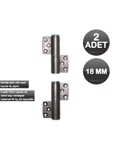 2 Adet 18mm Yaprak Mil Demir Kapı Menteşesi 18 Mm