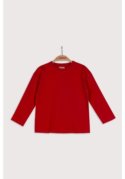 Zeyland Unisex Çocuk Uzun Kollu Basic T-shirt - Kırmızı KIrmızı
