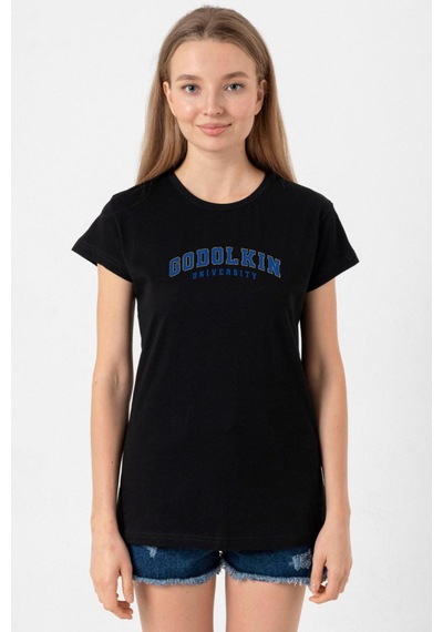 Gen V Godolkin University Letter Siyah Kadın Tshirt SIYAH