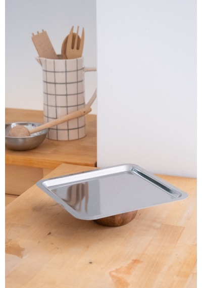 Ahşap Ayaklı Metal Kare Servis/sunum Tepsi Metal - 676037783 Metal