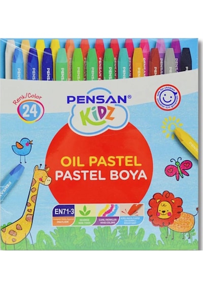 Pensan Pastel Boya Kidz Karton 24 Renk Kırmızı