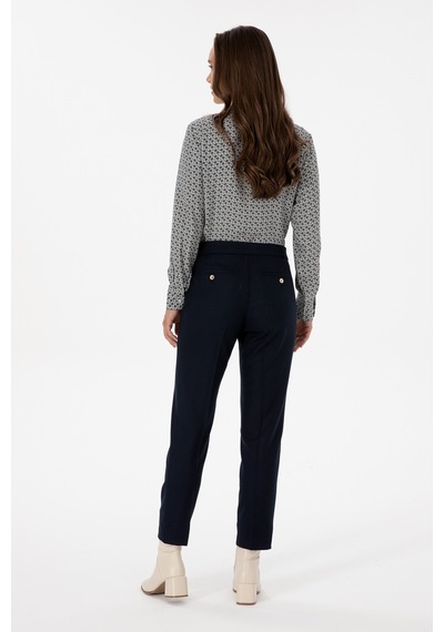 U.S. Polo Assn. Kadın Lacivert Carrot High Waist Fit Kanvas Pantolon 50309266-VR033