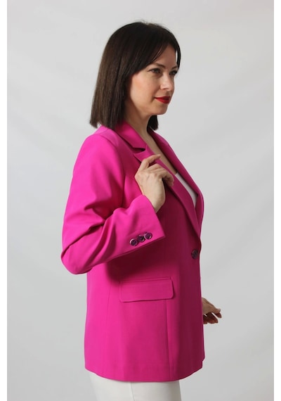 Moda Berray 1905 Fuşya Kadın Büyük Beden Blazer Ceket Fuşya