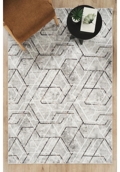 Villadia Home Textile Kaymaz Taban Modern Desen Halı Yolluk Leke Tutmaz Kolay Temizlenir Koridor Salon Yatak Mutfak Odası Vd4054gri Gri