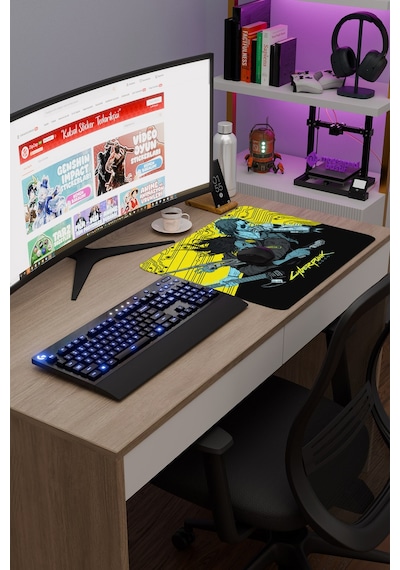 Cyberpunk 2077 Kaymaz Dikişli Kauçuk Oyuncu Mousepad V4 - 48x40 Xl Gaming Mouse Pad Fare Altlığı