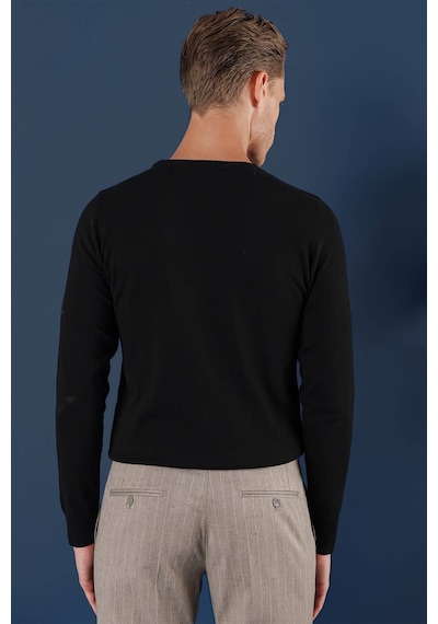 Efor Tr 858 Slim Fit Siyah Klasik Triko Siyah