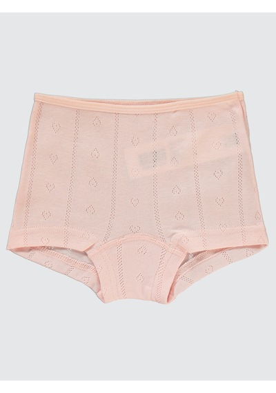 Civil Girls Jakarlı Kalp 2-10 Yaş 2'li Boxer Set Ekru - Somon