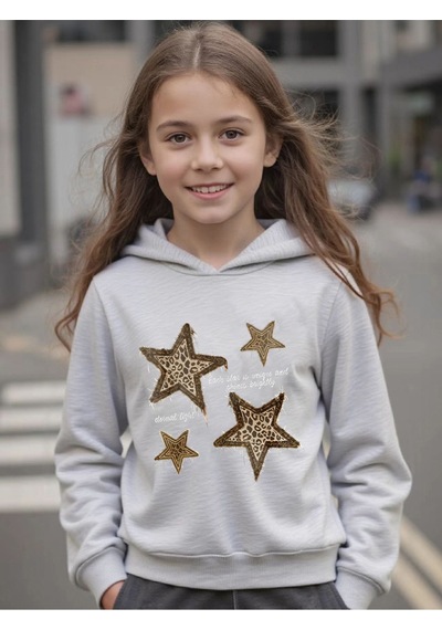 Uyguntarz Eternal Light Baskılı Oversize Çocuk Sweatshirt Gri