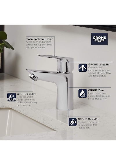 Grohe 23085001 Bauloop Delikli Tek Kollu S-boy Banyo Bataryası