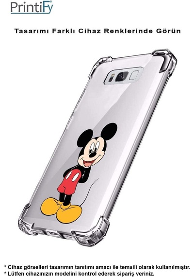 Samsung Galaxy M15 İle Uyumlu Mickey Mouse 2 Baskılı Şeffaf Köşe Korumalı Antişok Kılıf