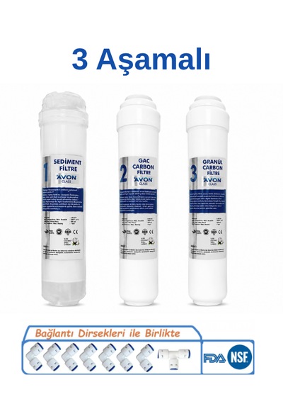 Avon Class 3 Aşamalı Kapalı Kasa Su Arıtma Filtre Seti Sediment Gac Karbon Granül Karbon Ön Filtre Seti