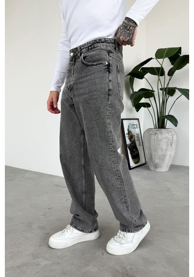 Dokulu Gri Soft Degrade Basic Regular Pantolon Dokulu Gri