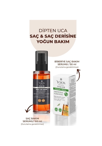 2'li Set Saç & Saç Derisi Onarıcı Serum, Keratin, Kolajen, Biberiye Ve 7 Aktifli Saç Bakım Kompleksi