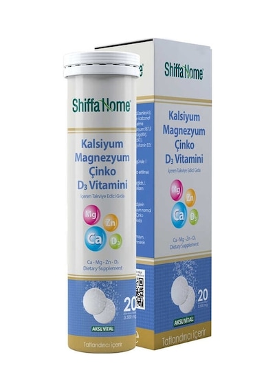 Aksu Vital Shiffa Home Kalsiyum Magnezyum Çinko D3 Vitaminli 20 Tablet