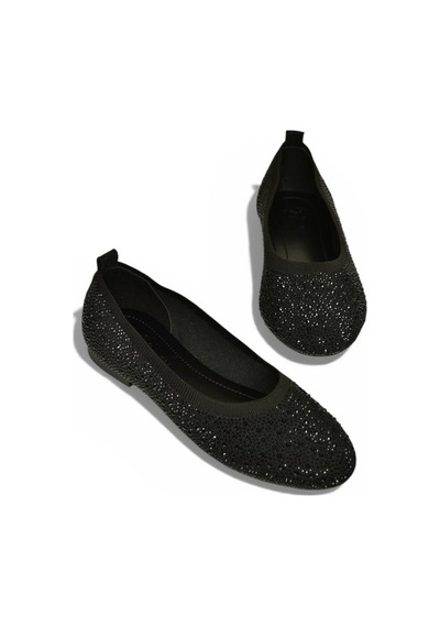 Fox Shoes Y820411004 Siyah Triko Kumaş Kadın Babet Siyah
