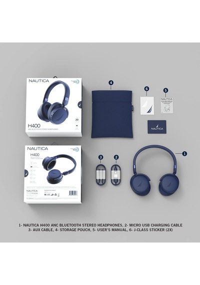 Tr H400 Aktif Gürültü Önleyici Anc Kablosuz Bluetooth Kulaküstü Kulaklık Navy