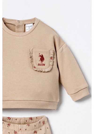 U.S. Polo Assn. Nakışlı Kız Bebek Kahverengi Uzun Kol Pijama Takım Usb3251-c-v1 Usb3251-c-v1
