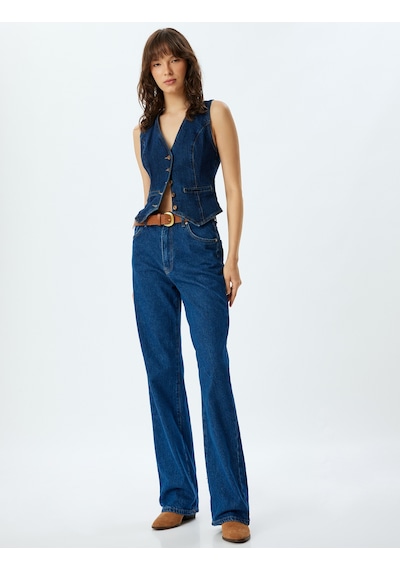 Koton Yüksek Bel Kot Pantolon Düz Paça Düğmeli Pamuklu - Straight Fit Jean Koyu İndigo 5wal40147md Koyu İndigo Koton Yüksek Bel Kot Pantolon Düz Paça Düğmeli Pamuklu - Straight Fit Jean Koyu İndigo 5wal40147md Koyu İndigo