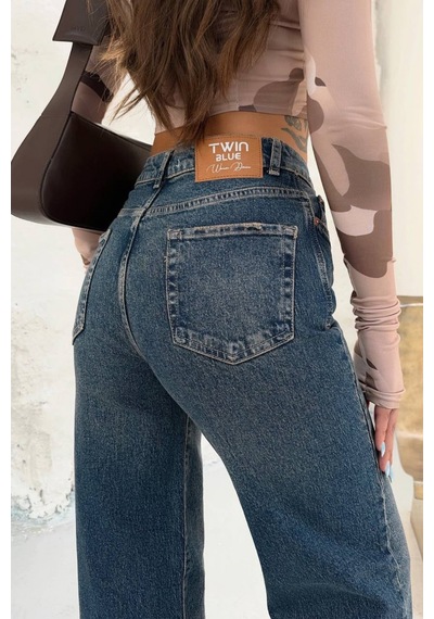 Balenbi Kadın Yüksek Bel Jean Yıkamalı Geniş Paça Palazzo Kot Pantolon 1239 - Premium Seri Mavi 2320 Balenbi Kadın Yüksek Bel Jean Yıkamalı Geniş Paça Palazzo Kot Pantolon 1239 - Premium Seri Mavi 2320