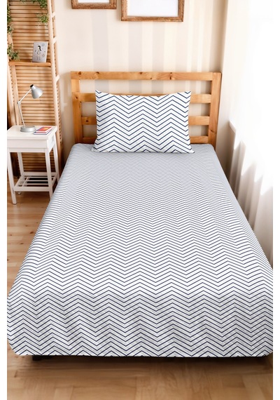 Çizgili Geometrik Genç Odası Tek Kişilik Pike Takımı - Zigzag Şık 160x220 Cm Kapitone Yatak Örtüsü Gölge Yamaç Sükuneti
