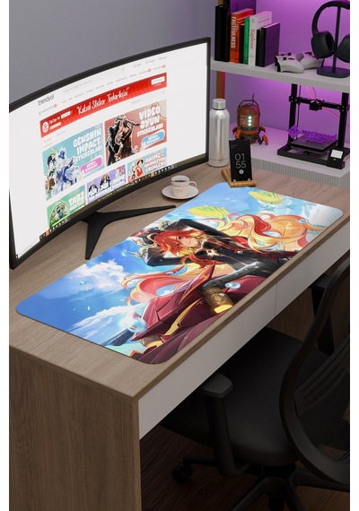 Mavuika Genshin Impact Anime Gacha V1 - 90x40 Xxl Gaming Mouse Pad Fare Altlığı