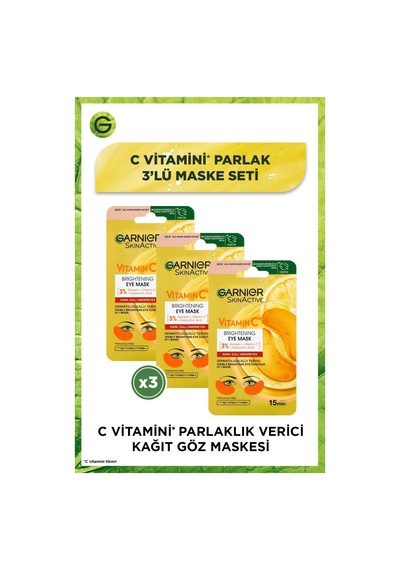 Garnier ﻿C Vitamini Parlak Aydınlatıcı Göz Maskesi Seti 3'lü