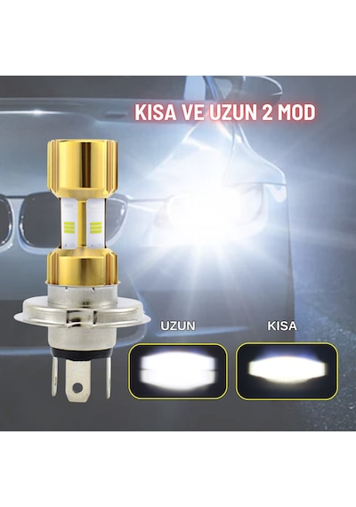 H4 Led Far Ampul Led Işık 12-24v 6000k Ultra Beyaz Metal Kasa Motosiklet Araba Uyum 1 Ad 12w/1500lm