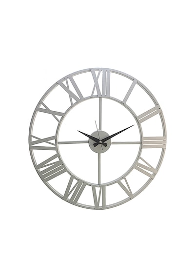 Ferforje Duvar Saati Otantik 5510 S Gümüş 55Cm 3Boyutlu Sessiz Gümüş