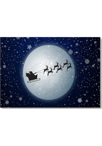 Cakasepetim Dolunay Geyikler Kar Taneleri Ve Noel Baba Ahşap Mdf Tablo