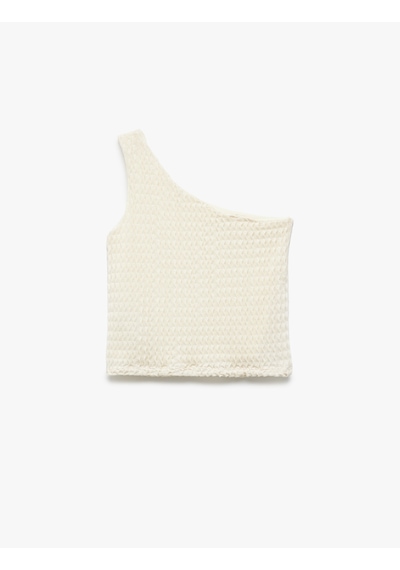 Koton Tek Omuz Toka Detaylı Kolsuz Crop Bluz Bej 5skg60123ak Ekru