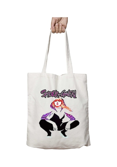 Art Hediye Spider Gwen Örümcek İki Tarafı Kalıcı Baskılı Yıkanabilir Okul Plaj Omuz Bez Çantası Çok Renkli