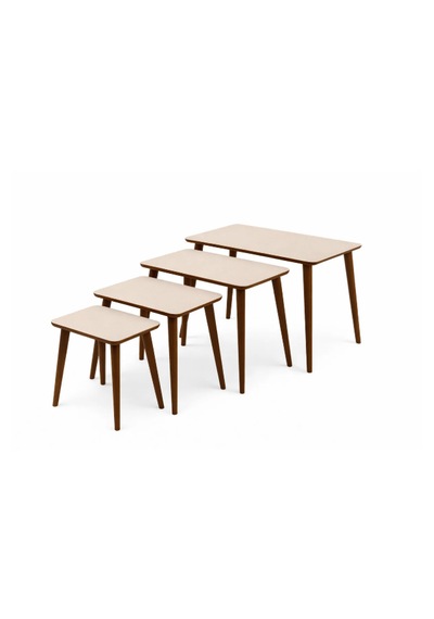 Eg Home İstanbul 4'lü Zigon Sehpa %100 Mdf Krem