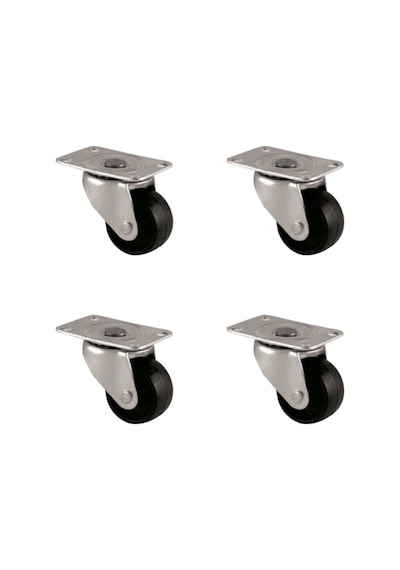 Furç Tablalı Bilyalı Teker - 28mm - Siyah Hks232 - 4 Adet Çok Renkli
