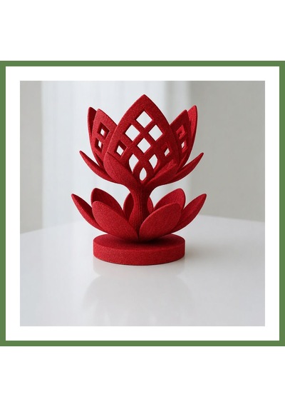 Bezos 3d Baskı Lotus Çiçeği Mumluk - Dekoratif Tealight Mumluk-kırmızı Hb006