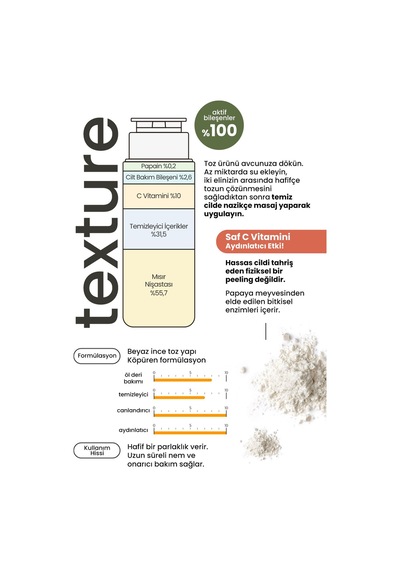 Derma Factory %10 C Vitamini İçeren Toz Enzim Peeling Derma Factory Vitamin C Powder Wash Yüz Peelingi 50gr