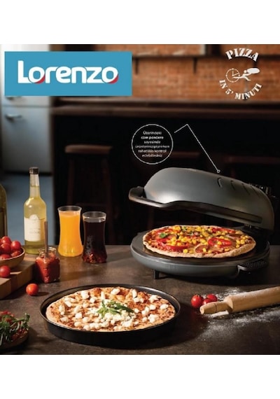 Lorenzo Pietra 12 İn 1 Çok Amaçlı Pizza Makinesi Siyah Lrz-1121