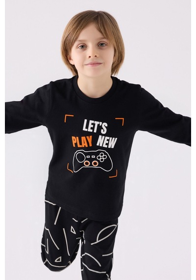 Rolypoly Erkek Çocuk Siyah Pijama Takımı Rp3379-c-v1