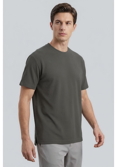 Rahat Form O Yaka 2li Paket Siyah-haki Erkek T-shirt - 88495 Siyah - Haki