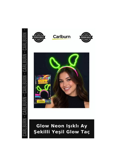 Özel Üretim Glow Neon Işıklı Ay Şekilli Yeşil Glow Taç Arkadaş Festival Yılbaşı +3