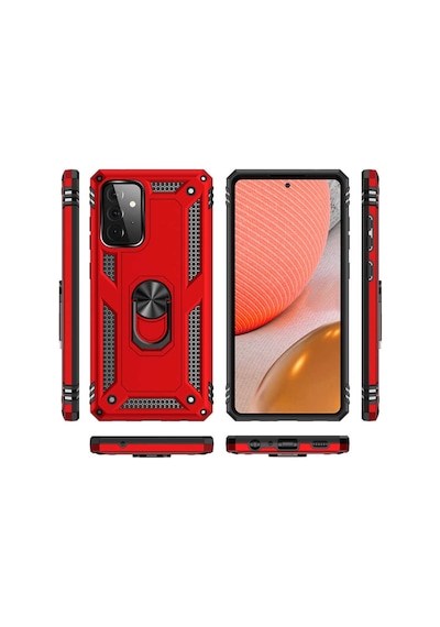 Galaxy A72 Kılıf Zore Vega Yüzüklü Standlı Zırh Kılıf