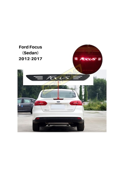 Ford Focus Sedan Karbon Arka Fren Stop Lambası Sticker 2012-2017