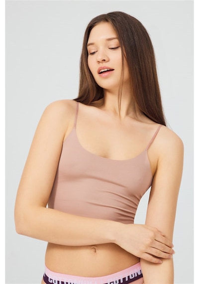 Cottonhill Ayarlanabilir İnce Askılı Lazer Kesim Crop Büstiyer 3'lü Paket Renkli-5