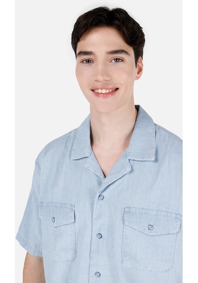 Colin's Colins 176 Joseph Rahat Kesim Shirt Yaka Cepli Mavi Erkek Jean Kısa Kol Gömlek Cl1069576 Cl1069576 Q1.v1 Dn43540 Denim