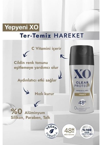 Xo Clear & Protect Erkek Sprey Deodorant 150 ML