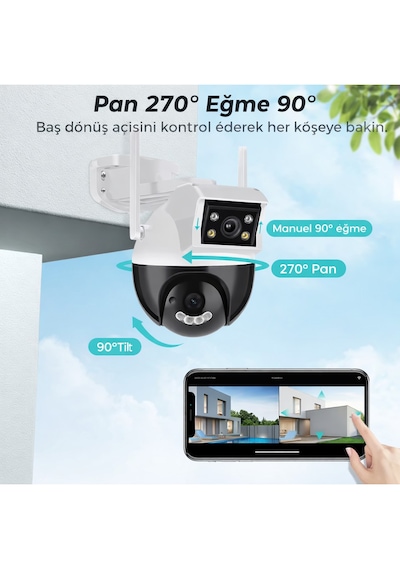 4mp Çift Lens Wifi Güvenlik Kamerası Otomatik Takip Gece Görüş Ip66 Dış Mekan